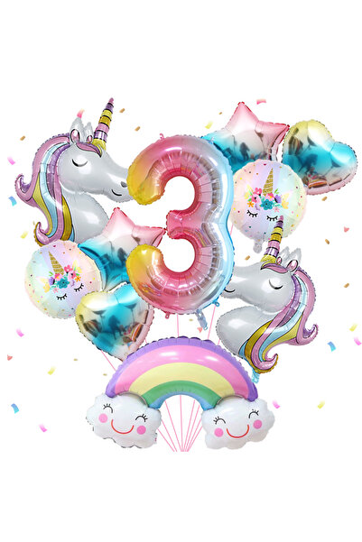 Choice Other 3 1set Rainbow Unicorn Balloon Aluminum Film Balloon Set with Sm...