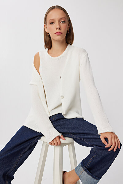 Lovelyİstanbul Set de tricotaje cardigan și atlet LKİ0038 ECRU