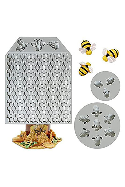 Choice style 2 3Pcs Bumble Bee Honeycomb Silicone Molds for DIY Cake Fondant Biscuit Cookies Sugar Pudding
