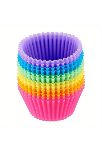 Choice 6 ألوان 12 قطعة 12A أكواب خبز سيليكون متعددة الألوان نابضة بالحياة وقا...