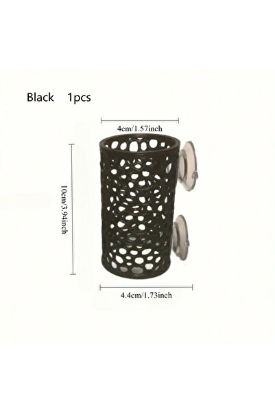 Choice S أسود 1PCS مخبأ أسماك الزينة أنبوب أسود مجوف مع كوب شفط لأسماك البيتا...