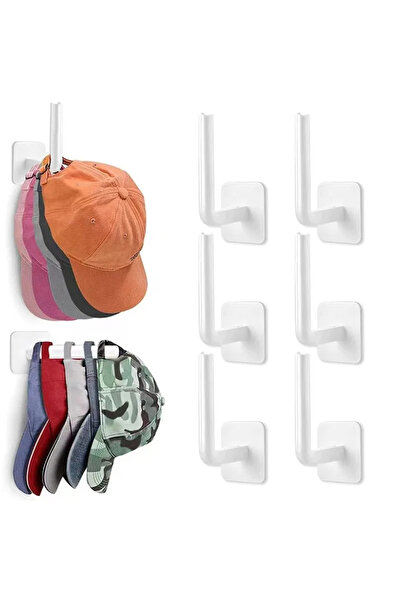 Choice 4 قطع من حاملات القبعات البيضاء، رف قبعات البيسبول، خطافات لاصقة للقبع...