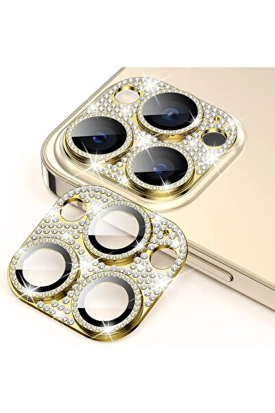 Choice واقي عدسة الكاميرا المعدني الفاخر الذهبي اللامع المرصع بأحجار الراين ل...