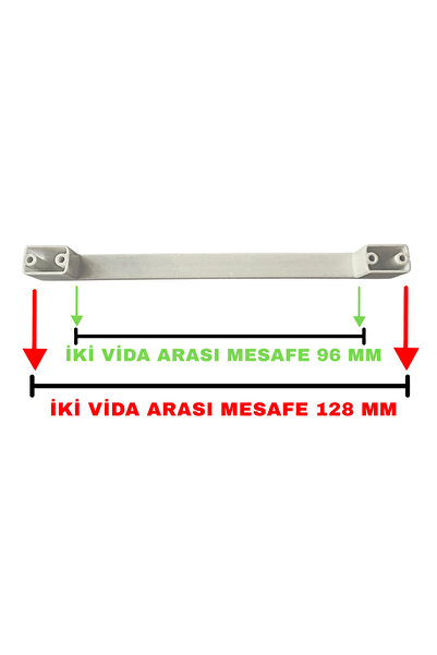 TEKSAN Çift Delikli 96-128 Mm Plastik Köprü Kulp, Lüks Sert Plastik, Mutfak Mobilya Dolap Çekmece Kulpu