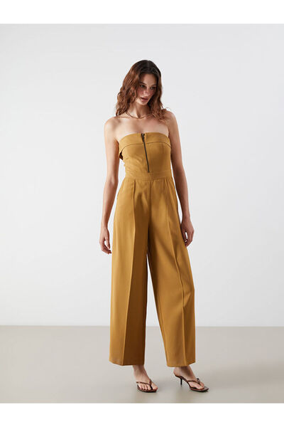 LC Waikiki Sari Strapless Neckline Women's Pleated Jumpsuit