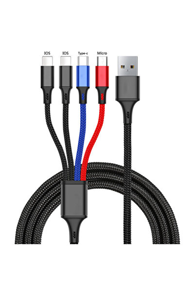 Choice كابل USB-A إلى Multi 1.2m Dual IOS NNBILI 4 في 1 USB لشحن iPhone USB A...