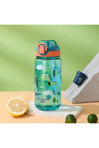 Choice زجاجة مياه خضراء سعة 600 مل مع ماصّة سيليكون، محمولة ومانعة للتسرب وخا...