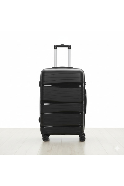 Laguna Büyük Boy Kırılmaz Silikon PP Valiz - Siyah , Sessiz Teker , Çelik Mek...