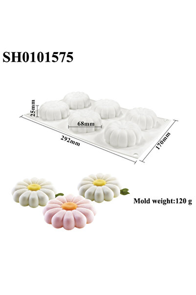 Choice SH0101575 1 أو 6 خلايا قالب كعكة سيليكون بتصميم زهرة الأقحوان مجموعة أ...