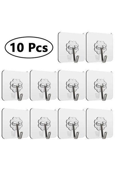 Choice Transparent - 10pcs 10 Pcs Hooks Transparent Strong Self Adhesive Door...