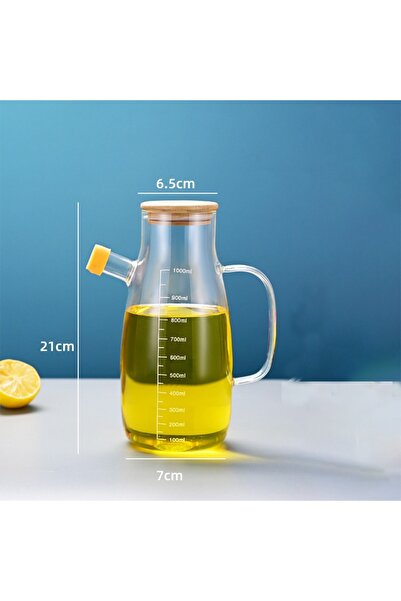 Choice 1000 مل 900/1000 مل زجاجة زيت شفافة مع غطاء ومقبض ومقياس وزن وعاء زيت زجاجي مقاوم للحرارة وخل