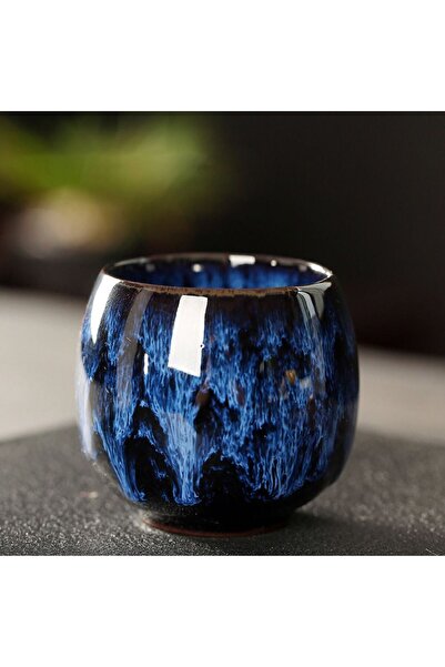 Choice Dark Blue Japanese Style Ceramic Tea Cup Kiln Transformation Espresso ...
