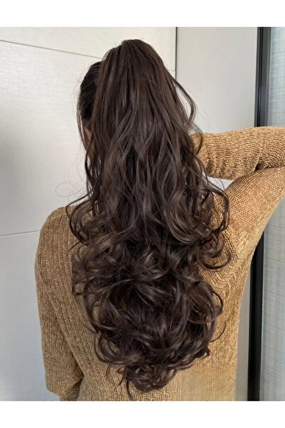 AKOLİFE Păr cu coadă de cal cu cataramă brună închisă - Textura părului real