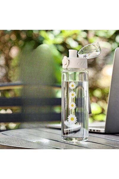 Choice 780ml white 2 780ml Daisy Flower Plastic Water Bottle Sports Transpare...