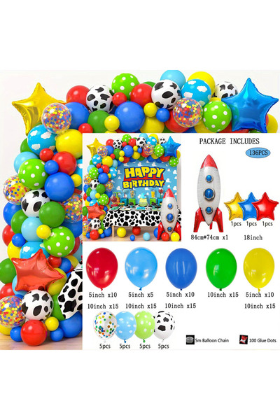 Choice مجموعة قوس بالونات أخرى مكونة من 136 قطعة باللون الأزرق والأصفر والأحم...