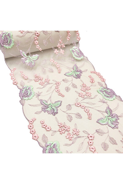 Choice 1 ياردة عرض 22 سم 1 ياردة قماش مطرز باللون الوردي شريط دانتيل يدوي الصنع DIY خياطة حرفية لـ Costu