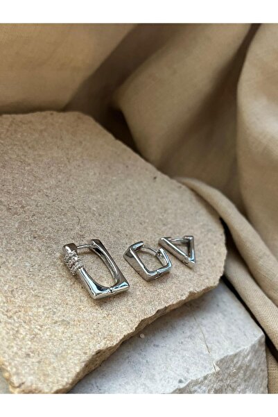 nunu takı مجموعة أقراط ثلاثية هندسية فضية اللون من YSX Jewelry