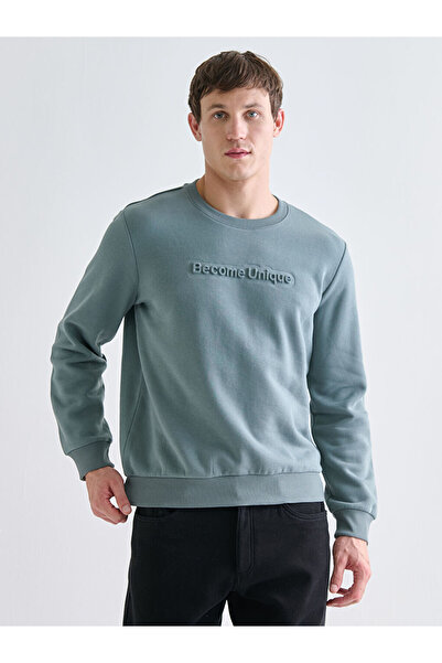 LC Waikiki Hanorac pentru bărbați cu imprimeu verde cu gât rotund