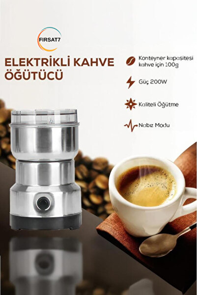 Fırsat7 Elektrikli Paslanmaz 4 Bıçaklı Çelik Çok Amaçlı Kahve Çekirdeği Ve Ba...