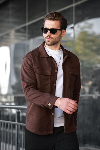 Madmext Καφέ πουκάμισο με λεπτομέρεια τσέπης 6748