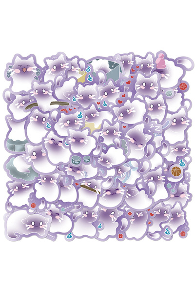 Choice ملصقات قطط أرجوانية لطيفة متعددة الألوان 50 قطعة ملصقات قطط كاواي للها...