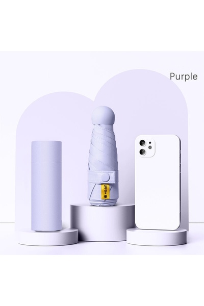 Choice Purple UPF50+ Mini Capsule Folding Umbrella Vinyl Portable Sun Rain Um...