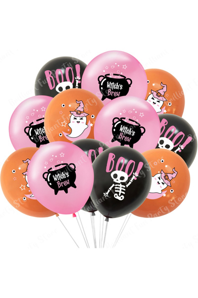 Choice 12 قطعة 12 بوصة C-Mix بالونات هالوين 12 بوصة أسود برتقالي أبيض وردي با...