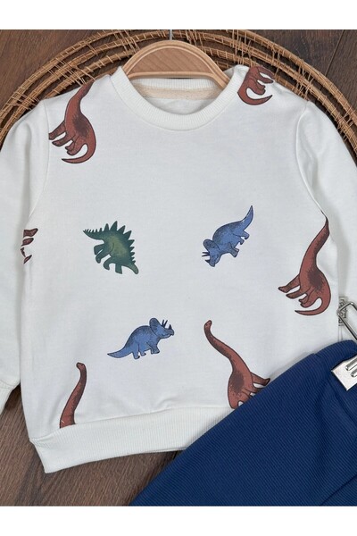 ADDA Cotton Printed Dinosaur Detailled Cycling Collar 2-Piece Baby Boy Set