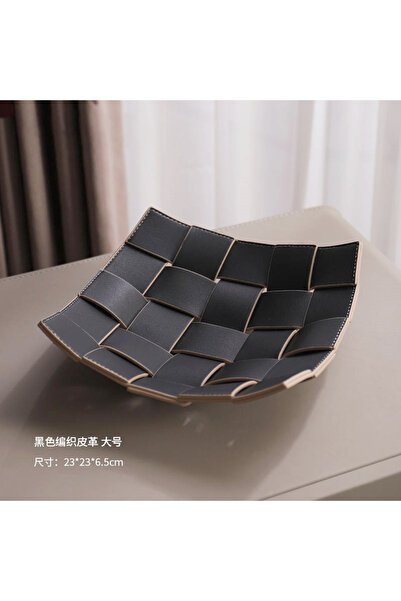 Choice S 19x5.5cm black Colorblocking Leather Tray Woven Storage Tray Home Premium Key Lipstick Storage Tra