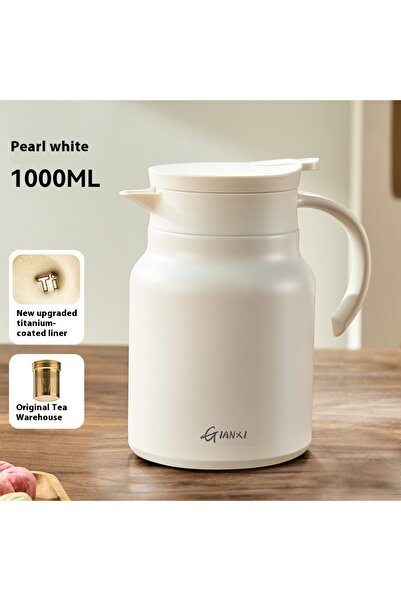 Choice أبيض 1000 مل جيانشي إبريق شاي إبريق شاي من التيتانيوم منزلي مغلق ترمس ...