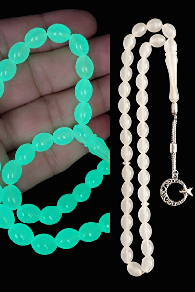 oftenadmire Kedi Gözü Fosforlu Tesbih,Karanlıkta Parlayan Ayyıldız Püskül Tespih