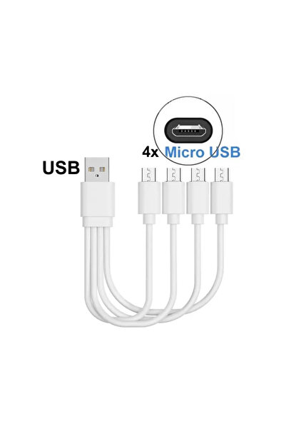 Choice كابل شحن USB متعدد قصير 20 سم من USB إلى 4xMicro USB 4 في 1 متعدد النو...