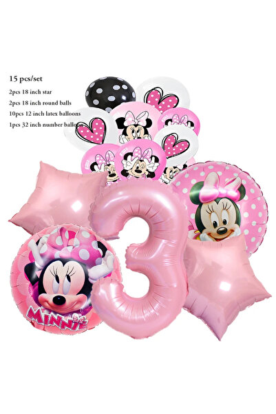 Miniso 1pack 3 Disney Pink Minnie Mouse Foil Balloon Girls Birthday Party Decoration 1 2 3 4 5 6 7 8 9th Ba