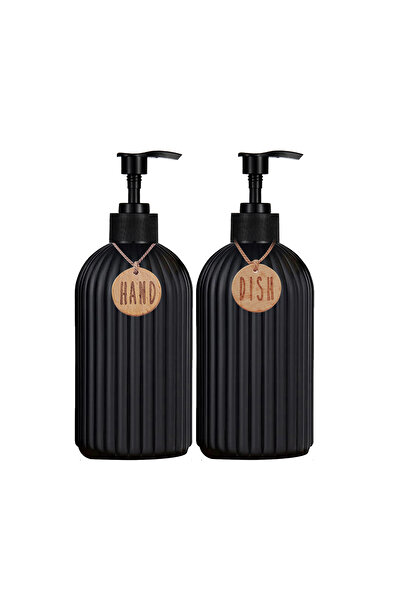 Choice مجموعة من 2 قطعة من موزعات الصابون المطبخية السوداء مع صينية سيليكون، ...