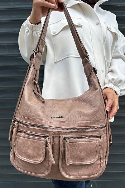 Just Polo Original Women's Multi-Compartment Washable Leather Backpack and Shoulder Bag