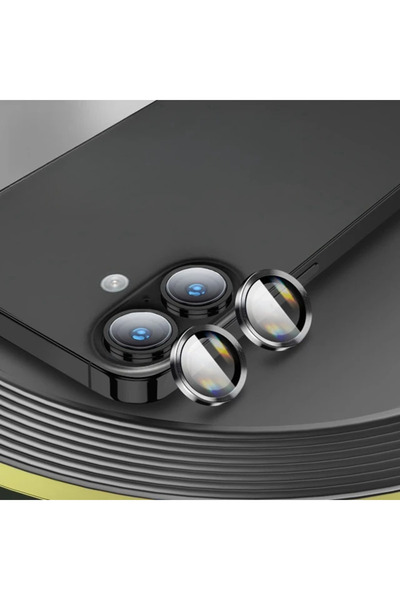 Choice For iP 16 16Plus 2 Aluminum Metal Ring Camera Protector For IPhone 16 Plus Rear Lens Tempered Glass
