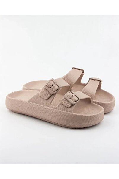 Akınal Bella Akınalbella Unisex Double Buckle Platform Summer Slippers.