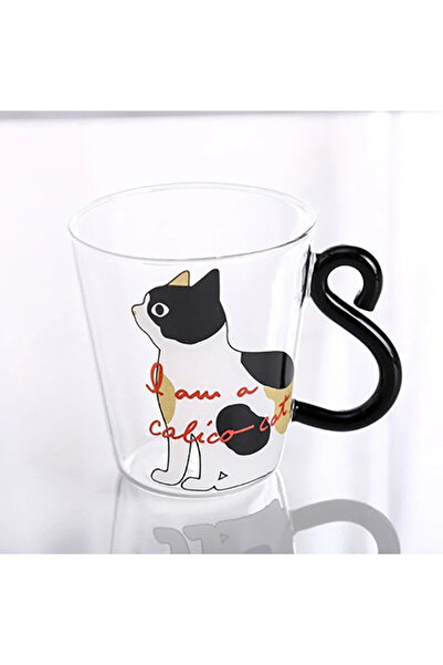 Choice كوب قهوة من جاستن لاو، سعة 250 مل، بتصميم ذيل قطة أبيض ثلاثي الأبعاد، ...