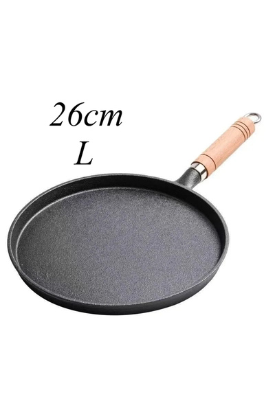 Choice مقلاة من الحديد الزهر مقاس 26 سم غير مطلية ومقاومة للالتصاق لصنع الفطا...