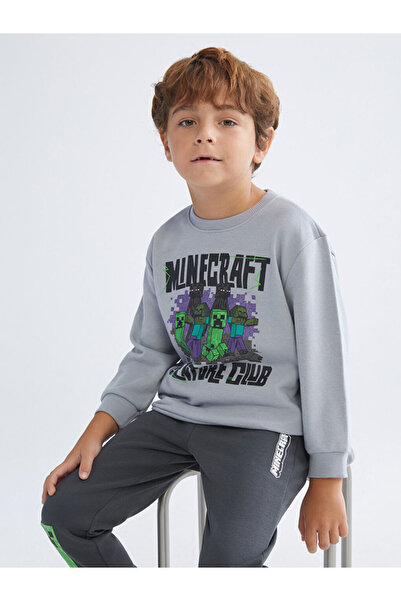 LC Waikiki Crew Neck Minecraft Printed Boys' Sweatshirt