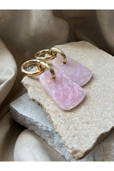 nunu takı Pink Stone Dangle Earrings