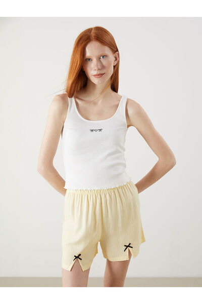 LC Waikiki U-Neck Embroidered Women's Pajama Top