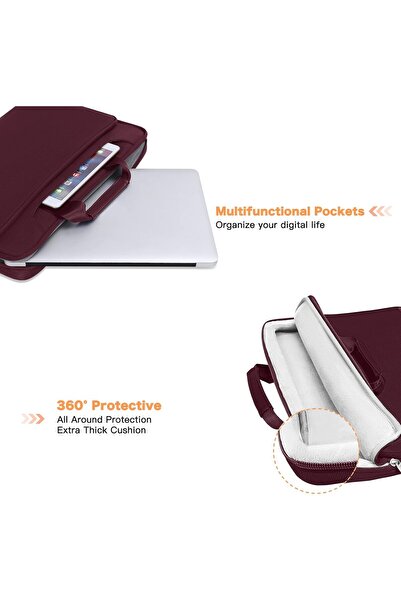 Mosiso حقيبة كتف واقية للكمبيوتر المحمول 360 مع غطاء بلون مطابق وحزام