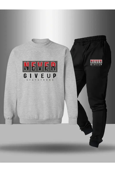 CROPSEL Children's Printed Crew Neck Sweatshirt and Sweatpants Set 3 Thread Raster for Autumn/Winter