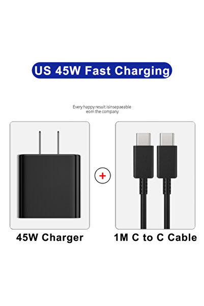 Choice US 45W Black 2 IN 1 For 45W Fast Charger For S25 S23 S22 S24 Ultra Plu...
