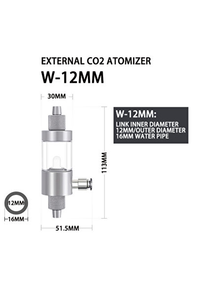 choice2 W-12mm حوض السمك CO2 ناشر سبائك الألومنيوم واجهة الإدخال السريع CO2 ا...