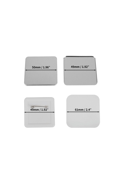 Choice 50x50mm Badge Pin Button 100pcs Square Button Badge Plastic DIY Blank Pin Making Parts Punch Pres...