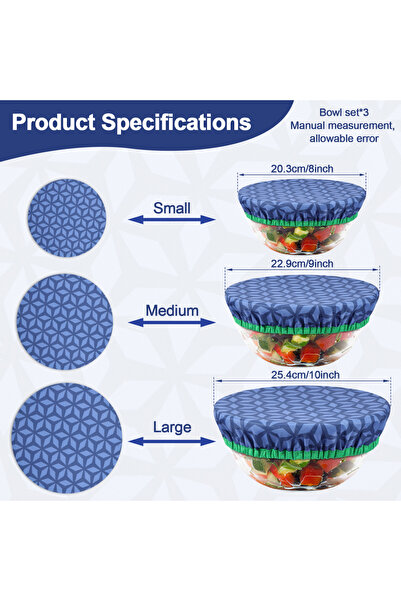 Choice 3 قطع من النوع 1 مجموعة من 3 أغطية للأوعية أغطية مرنة قابلة لإعادة الا...
