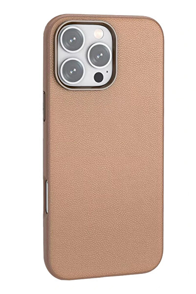 Fuchsia iPhone 16 Pro Max Wonder Deri Magsafe Kapak - Bronz