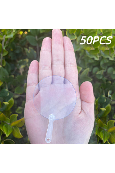 WHPHous Round 50Pcs Mini Transparent Blank Fan Child Kids DIY Art Fan Wedding Birthday PartyFavors Handmade